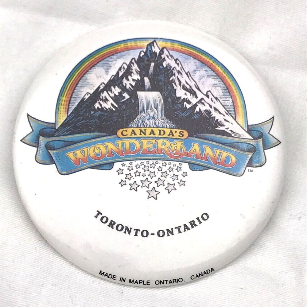 Canadas Wonderland Ontario Toronto Pin Button Mountain Waterfall Rainbow